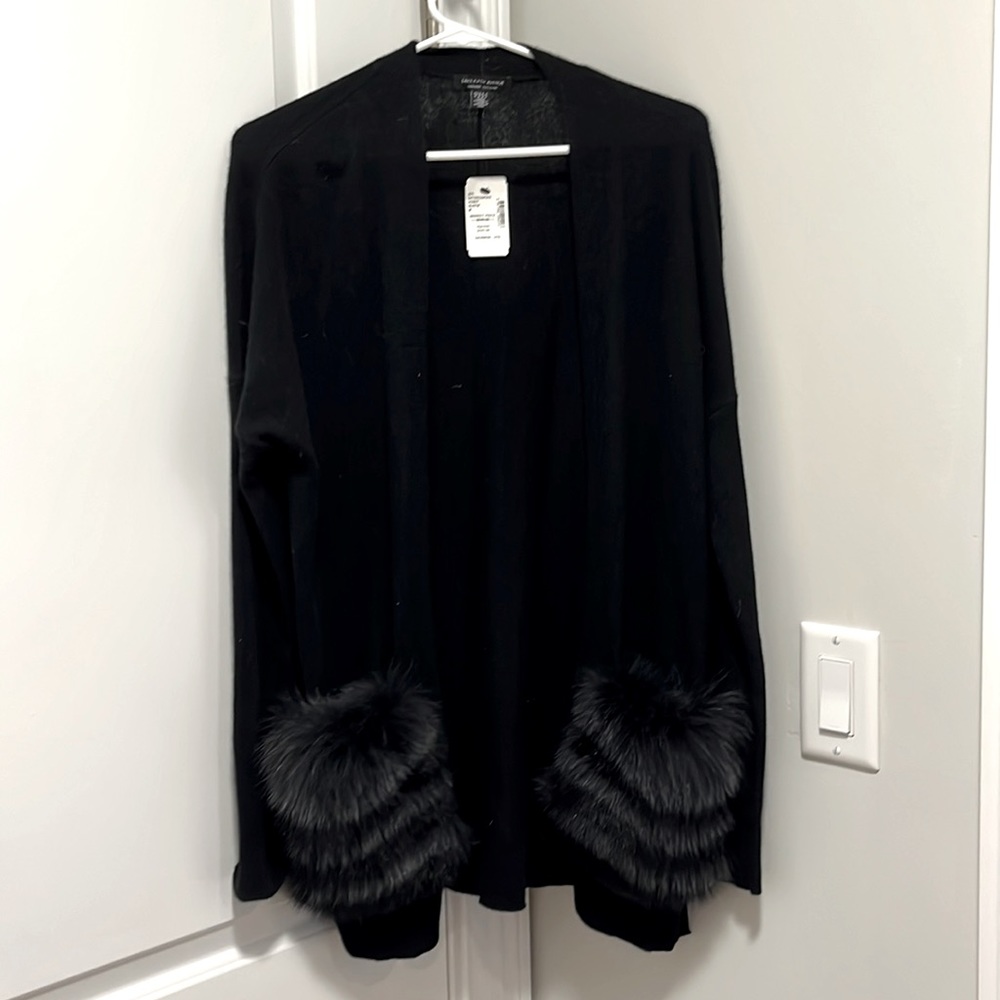 NWT Saks Fifth Avenue Cashmere and Fox Fur Cardigan